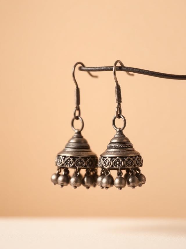 Oxidised Silver Jhumkas