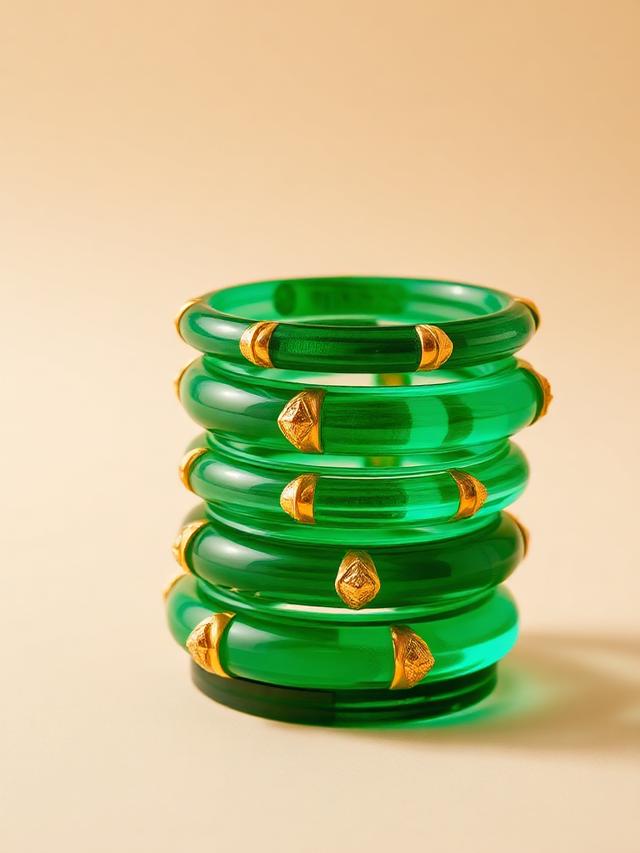 Emerald Glass Bangle Set