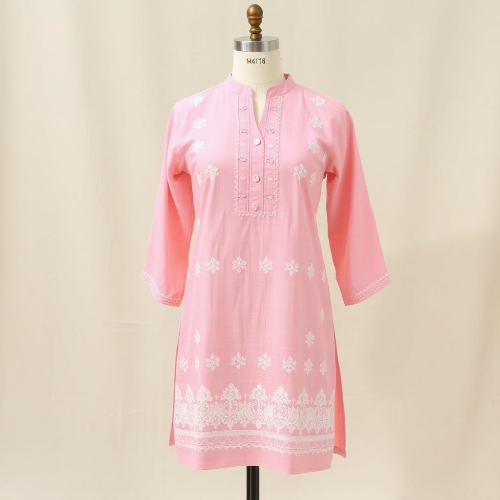 Rose Chikankari Kurti