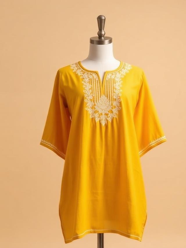 Marigold Chikankari Kurti