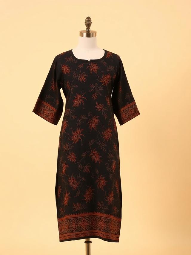 Midnight Ajrakh Straight Kurti