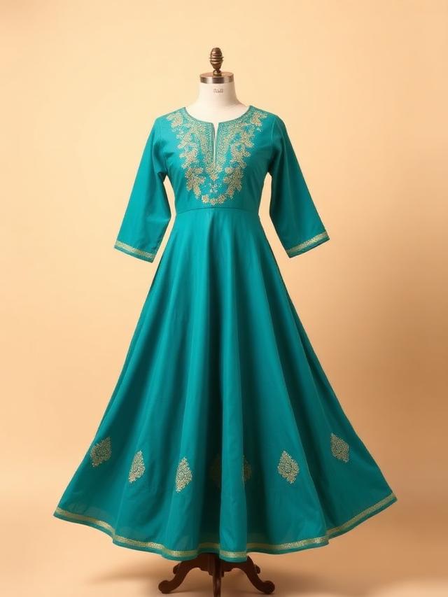 Teal Anarkali Kurti