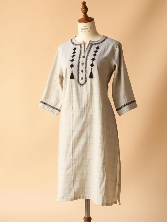 Natural Khadi Tassel Kurti