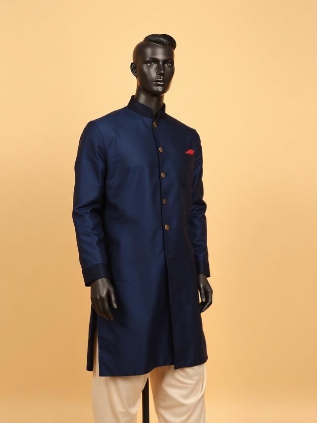 Navy Bandhgala Sherwani Kurta