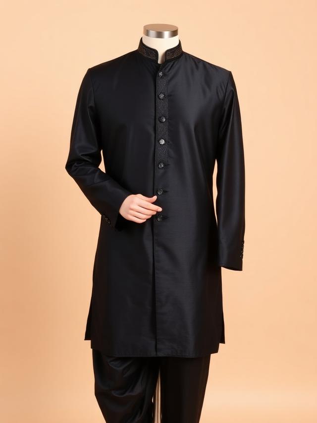 Onyx Silk Sherwani Kurta
