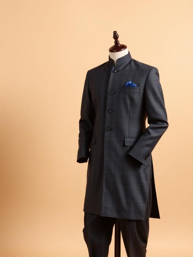 Charcoal Check Bandhgala