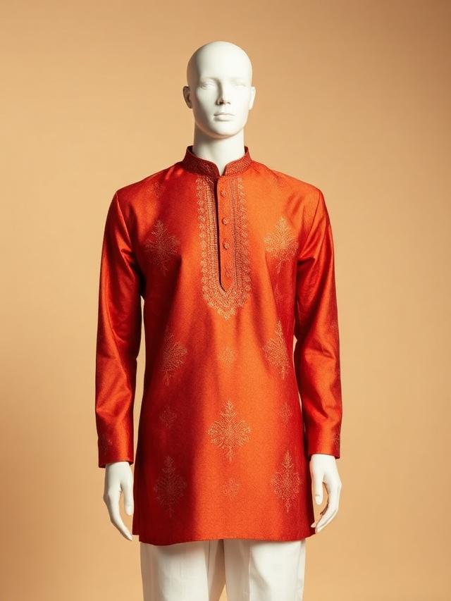 Rust Zari Festive Kurta