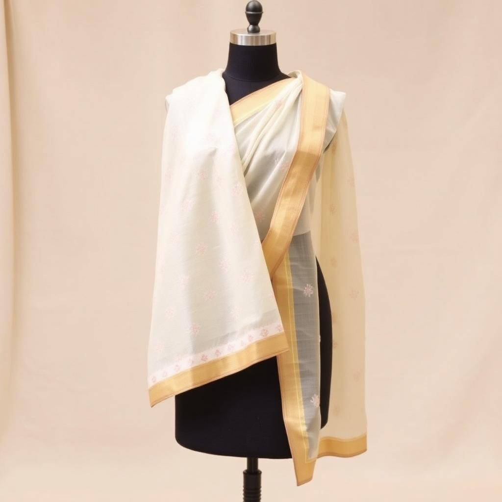 Ivory Chanderi Saree