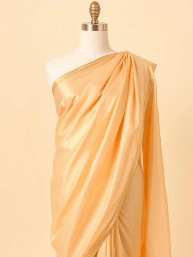 Champagne Satin Saree