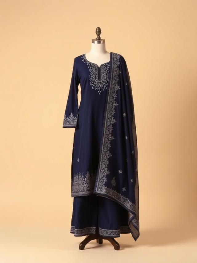 Navy Chikankari Palazzo Set