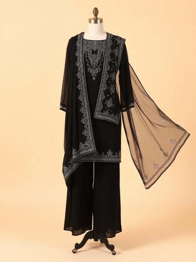 Onyx Palazzo Suit with Jacket